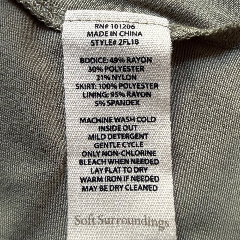 Soft Surroundings Size L NEW Olive Green Cassie Two-Layer Long Sleeve Maxi Dress - Picture 12 of 16